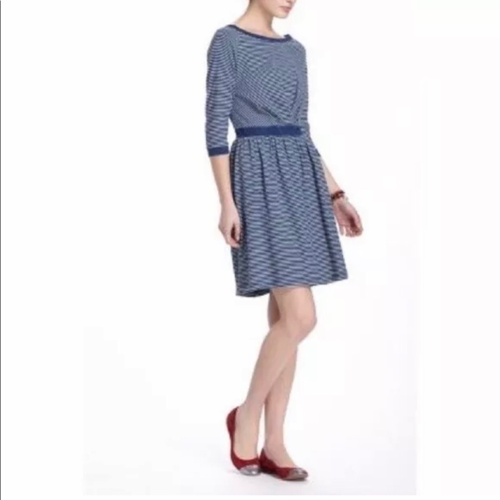 Anthropology postmark blue stripe dress✅(K)